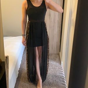 Material Girl Black dress with Leopard panel